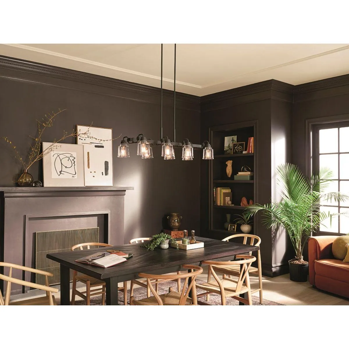Aivian 42 in. 8 Lights Chandelier Black finish