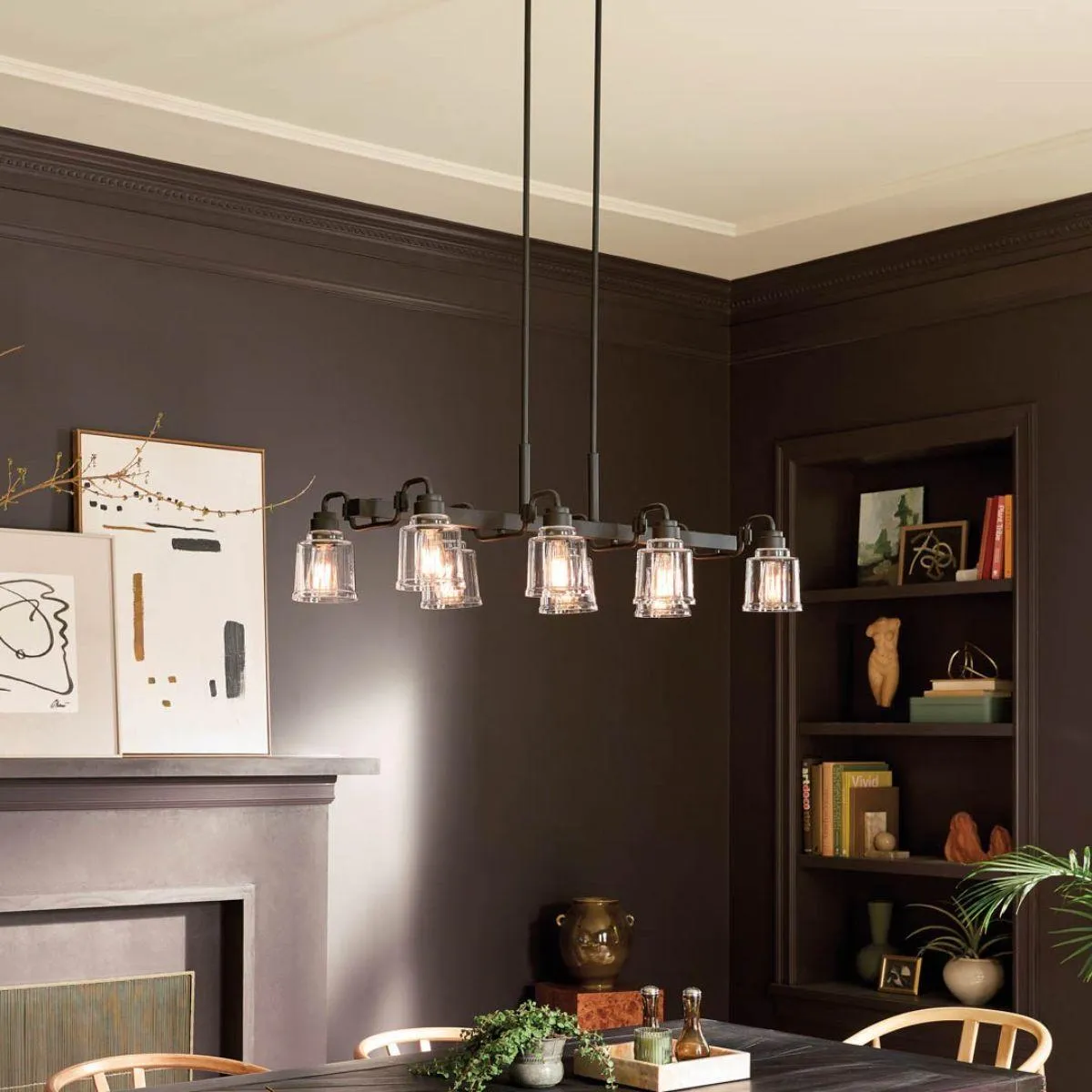 Aivian 42 in. 8 Lights Chandelier Black finish