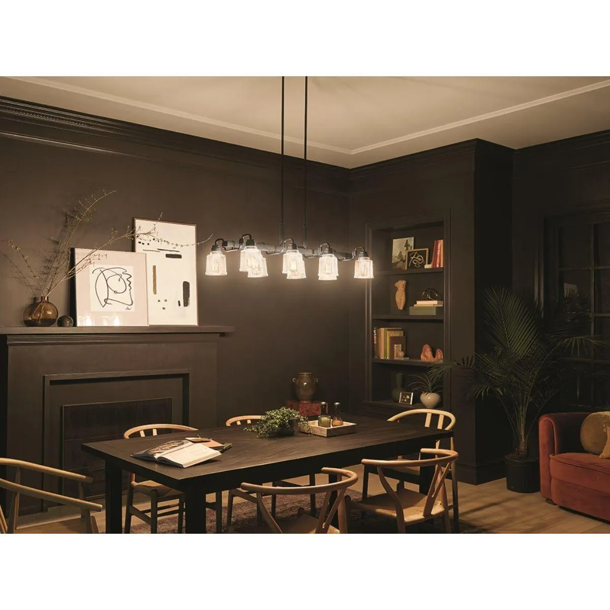 Aivian 42 in. 8 Lights Chandelier Black finish