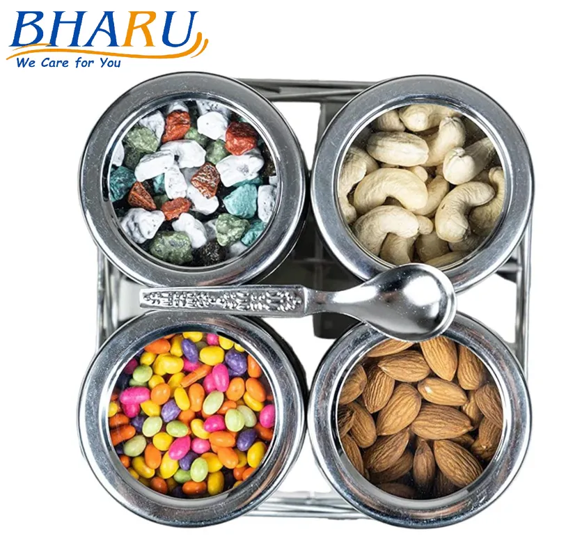 Bharu 4 in 1 See-Through Spice Set/ Storage Containers with Stand