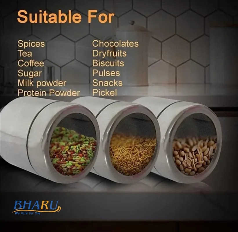 Bharu 4 in 1 See-Through Spice Set/ Storage Containers with Stand