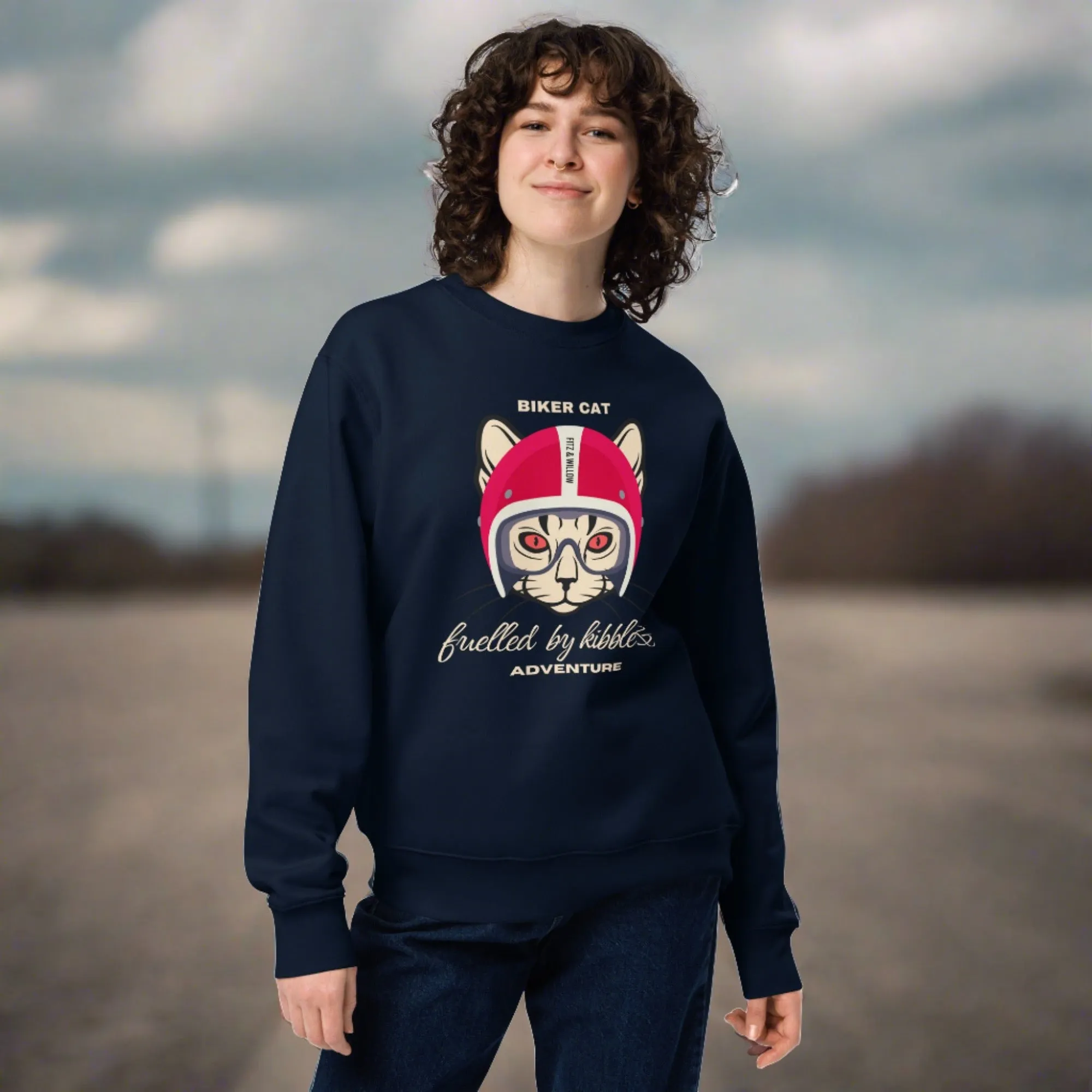 Biker cat, Unisex sustainable sweatshirt
