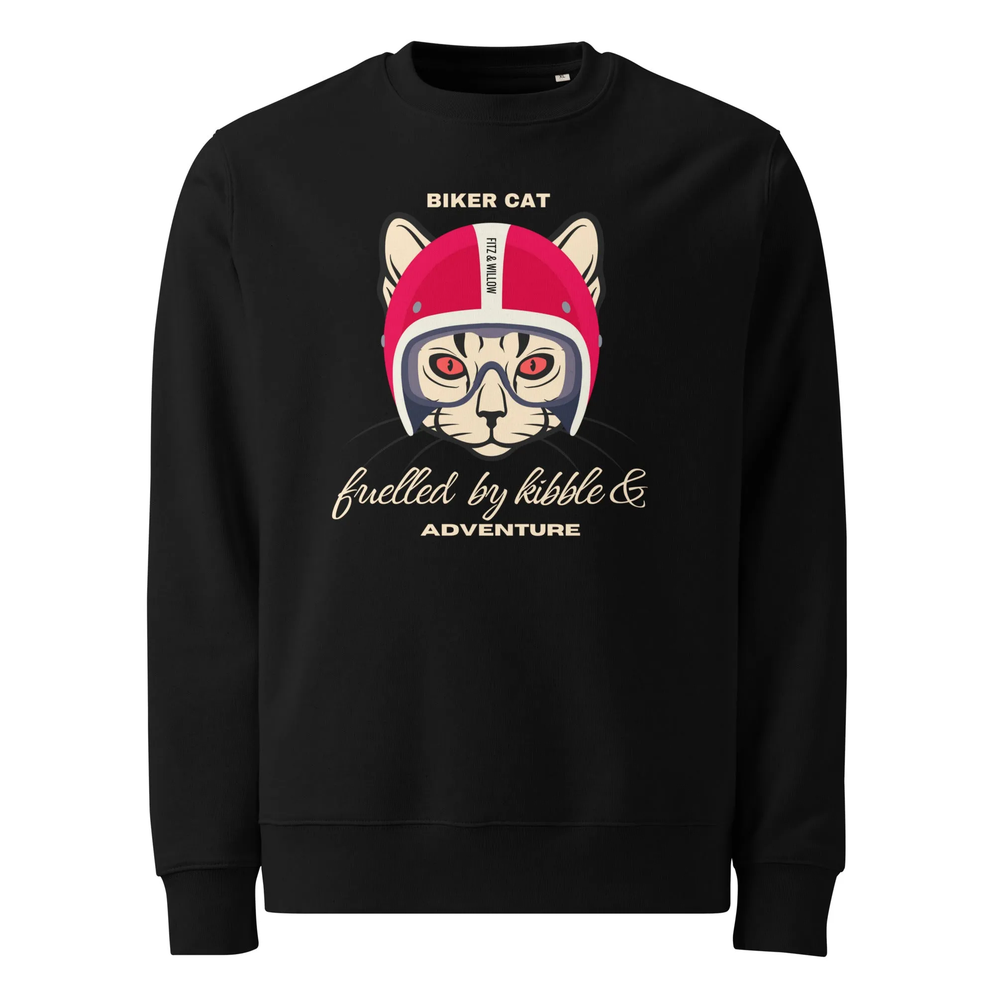Biker cat, Unisex sustainable sweatshirt