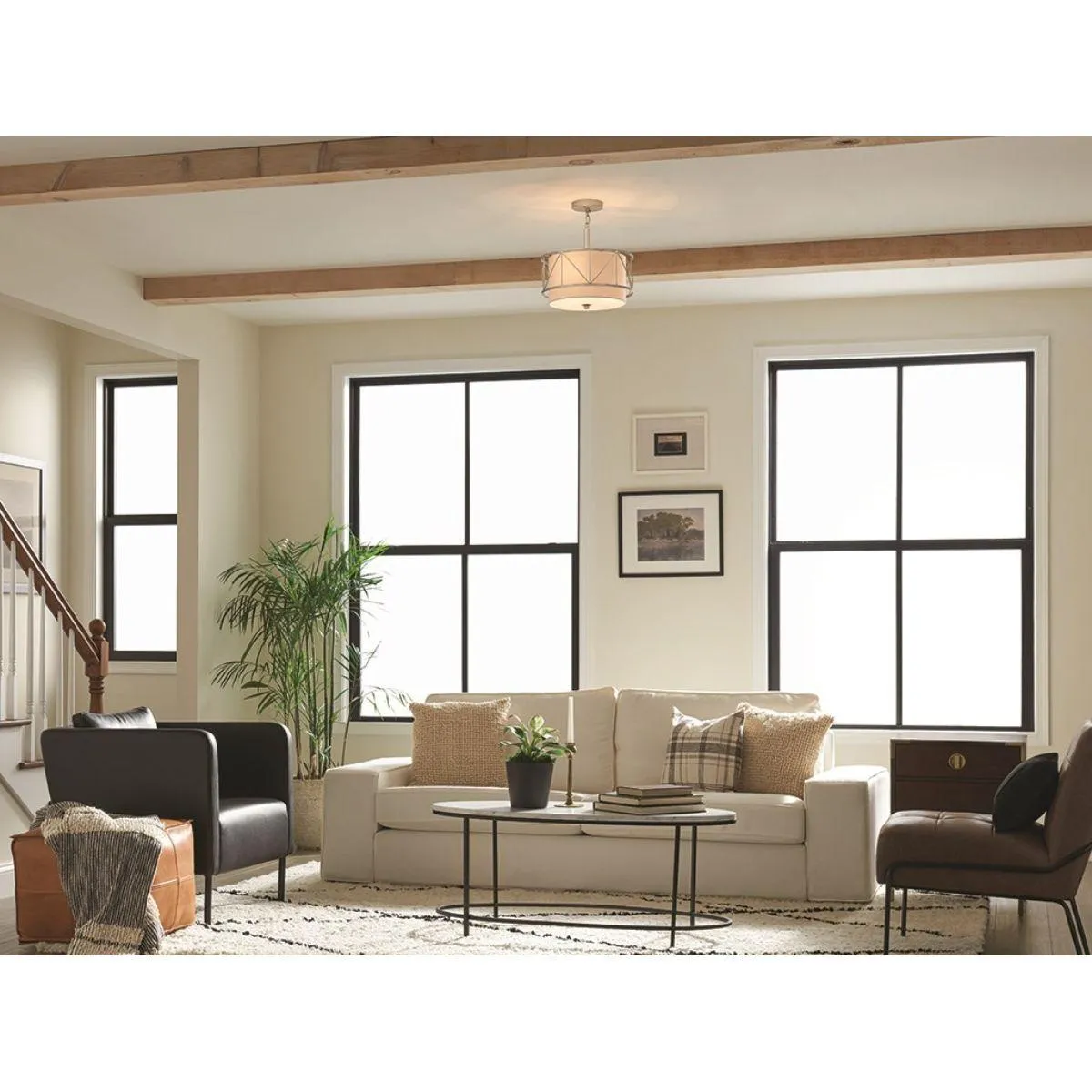 Birkleigh 14 in. 3 Lights Convertible Pendant/Semi Flush Mount Light Satin Nickel finish