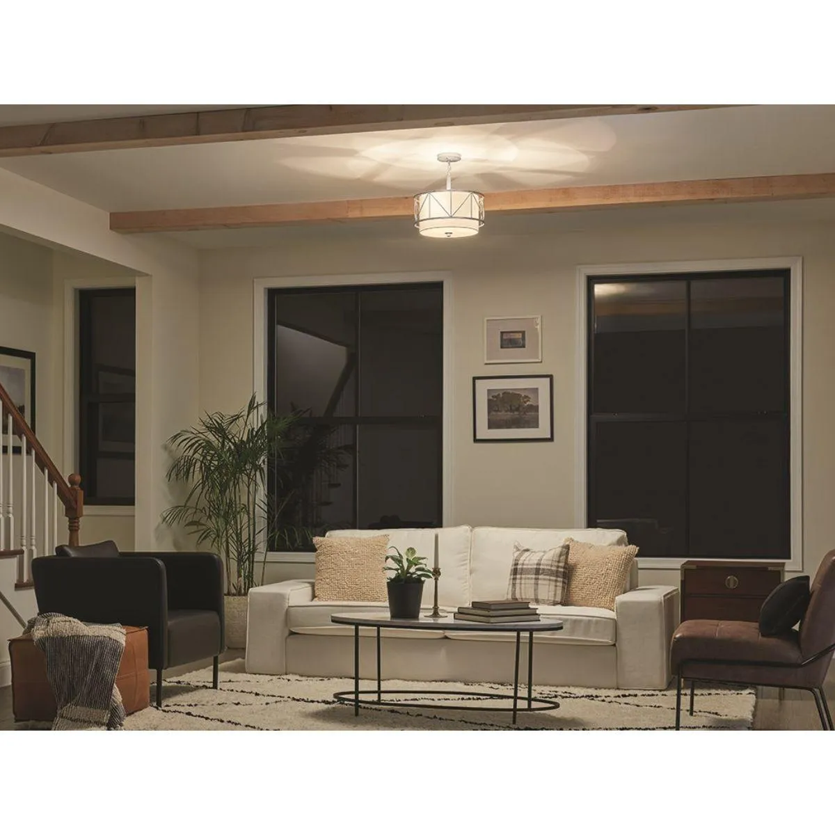 Birkleigh 14 in. 3 Lights Convertible Pendant/Semi Flush Mount Light Satin Nickel finish