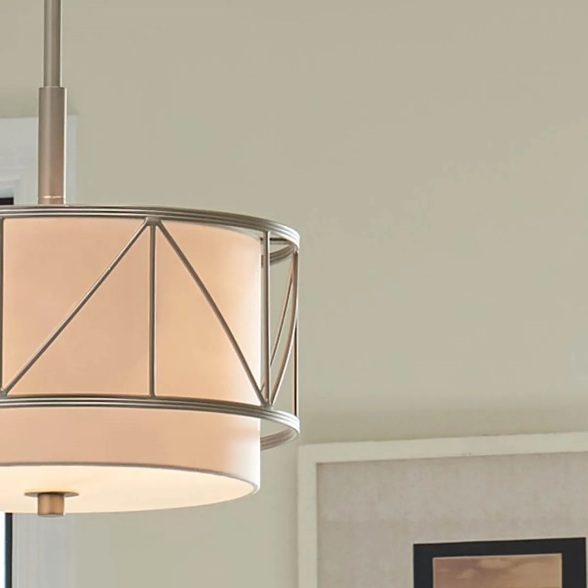Birkleigh 14 in. 3 Lights Convertible Pendant/Semi Flush Mount Light Satin Nickel finish