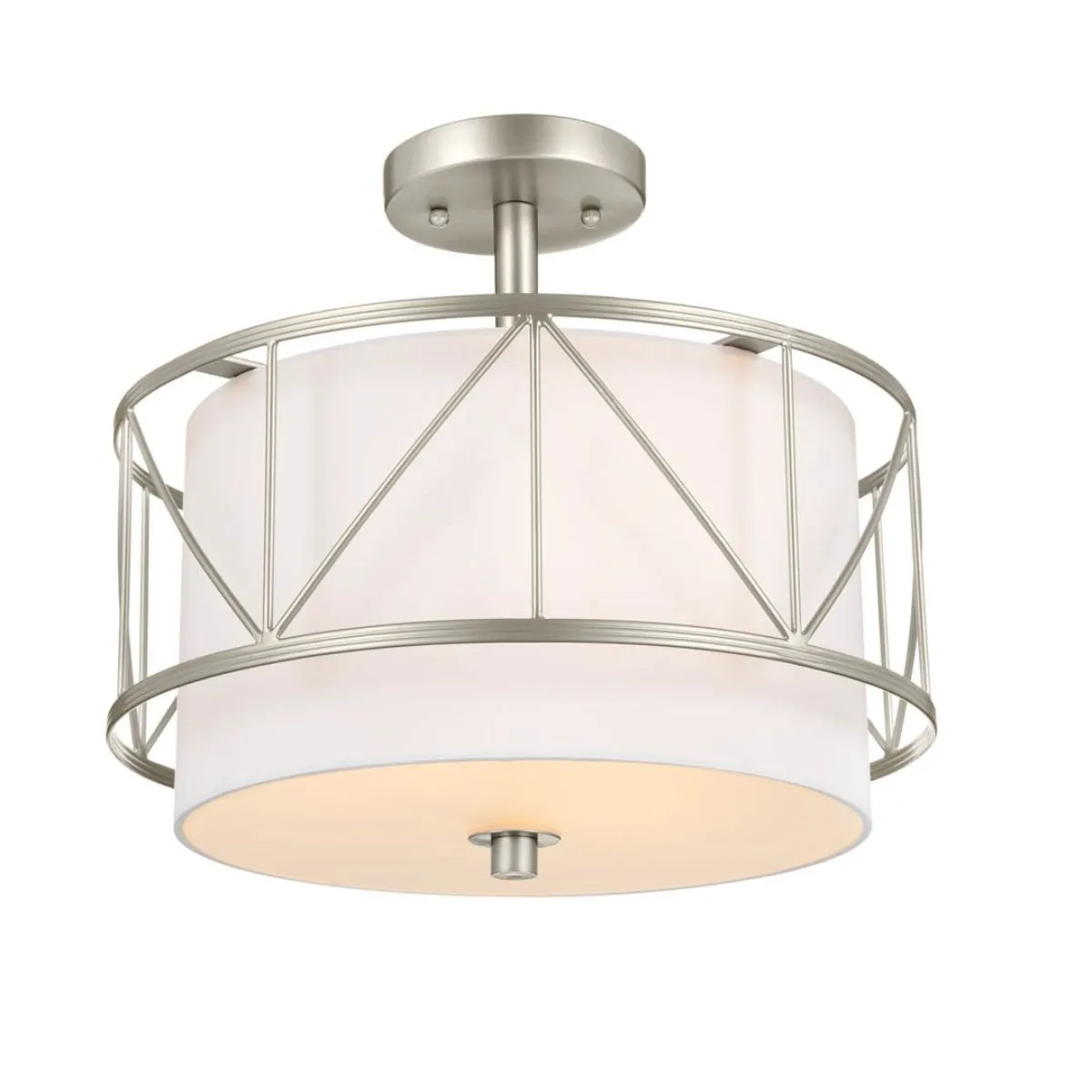 Birkleigh 14 in. 3 Lights Convertible Pendant/Semi Flush Mount Light Satin Nickel finish