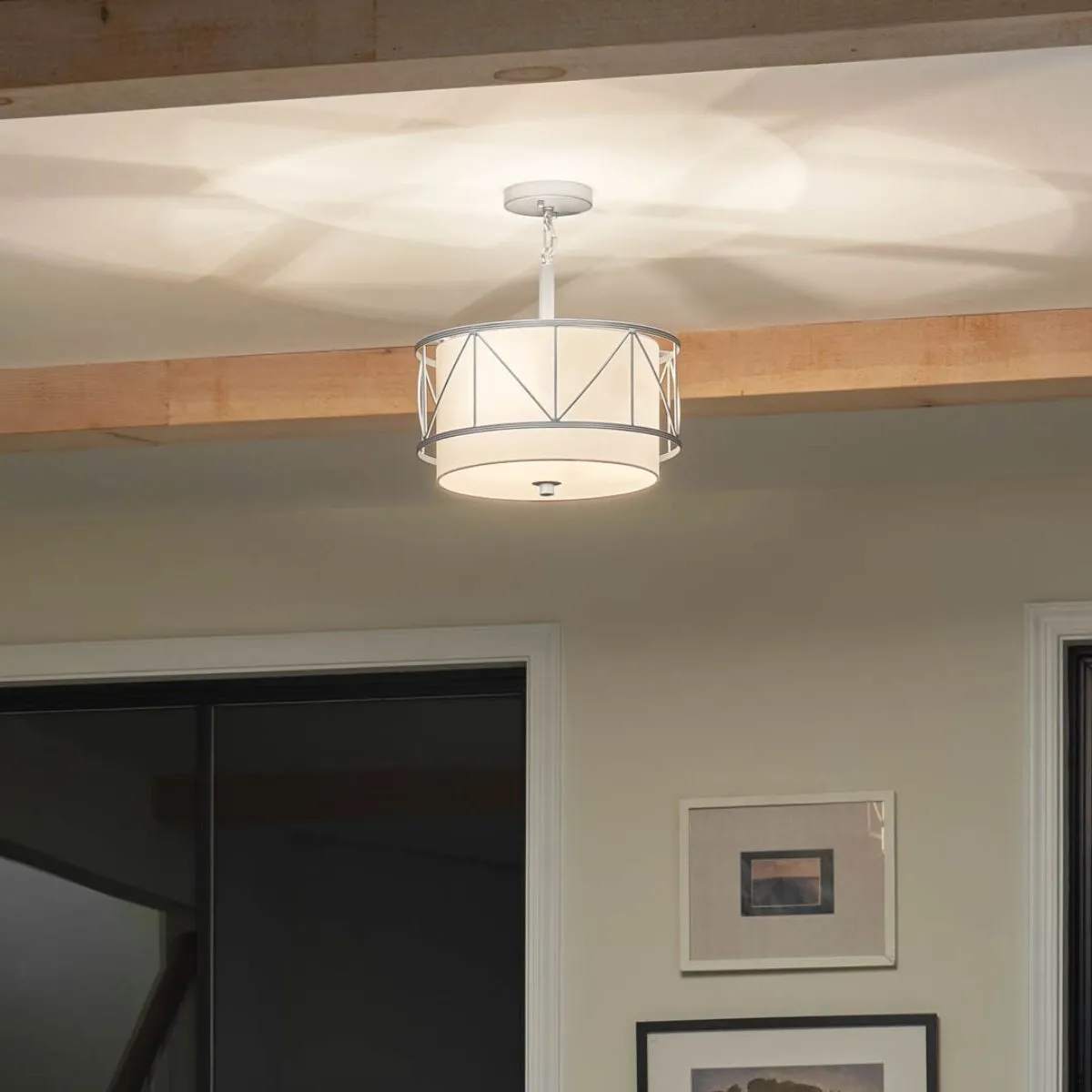 Birkleigh 14 in. 3 Lights Convertible Pendant/Semi Flush Mount Light Satin Nickel finish