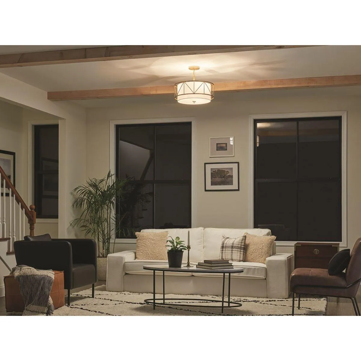 Birkleigh 18 in. 3 Lights Convertible Pendant/Semi Flush Mount Light Gold finish