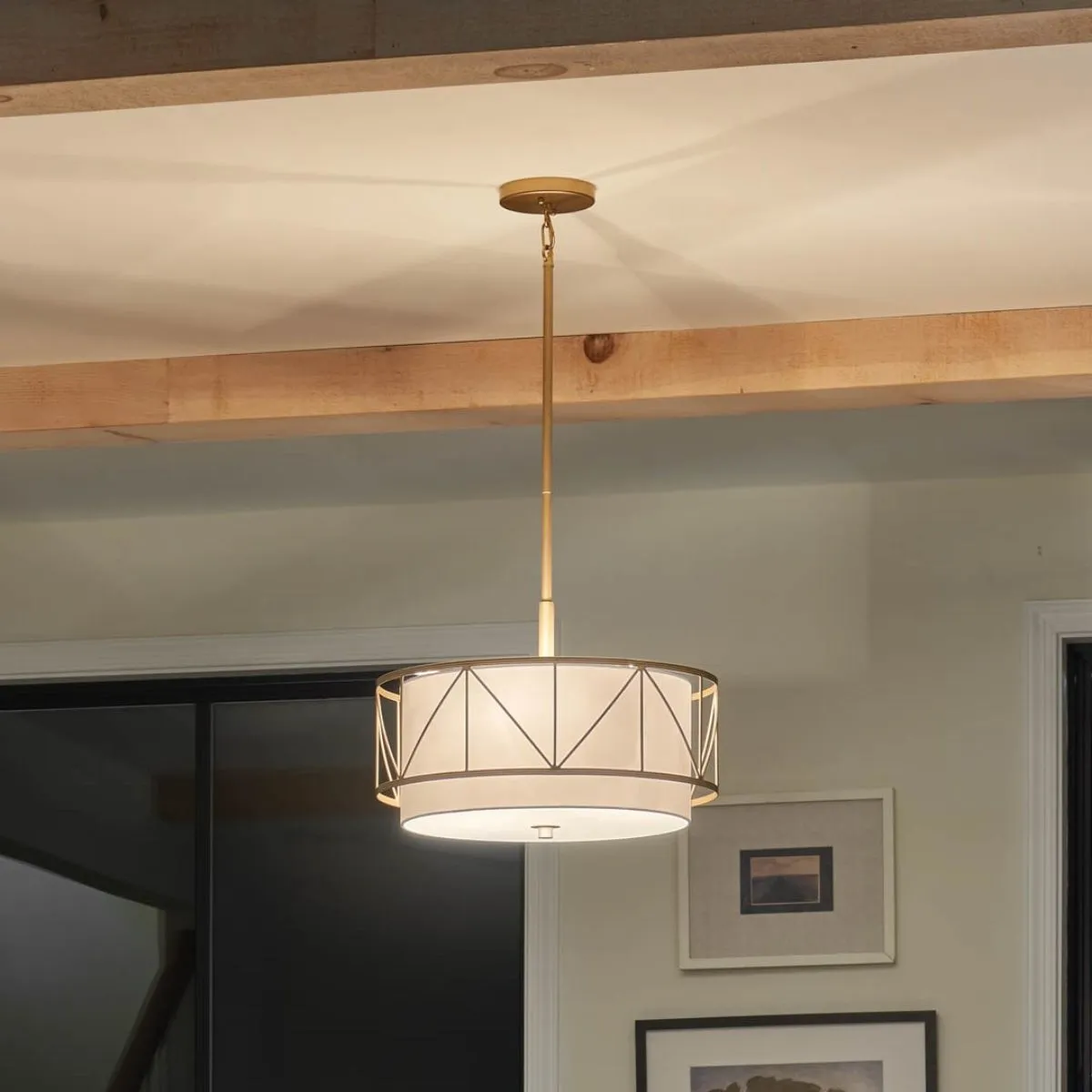 Birkleigh 18 in. 3 Lights Convertible Pendant/Semi Flush Mount Light Gold finish