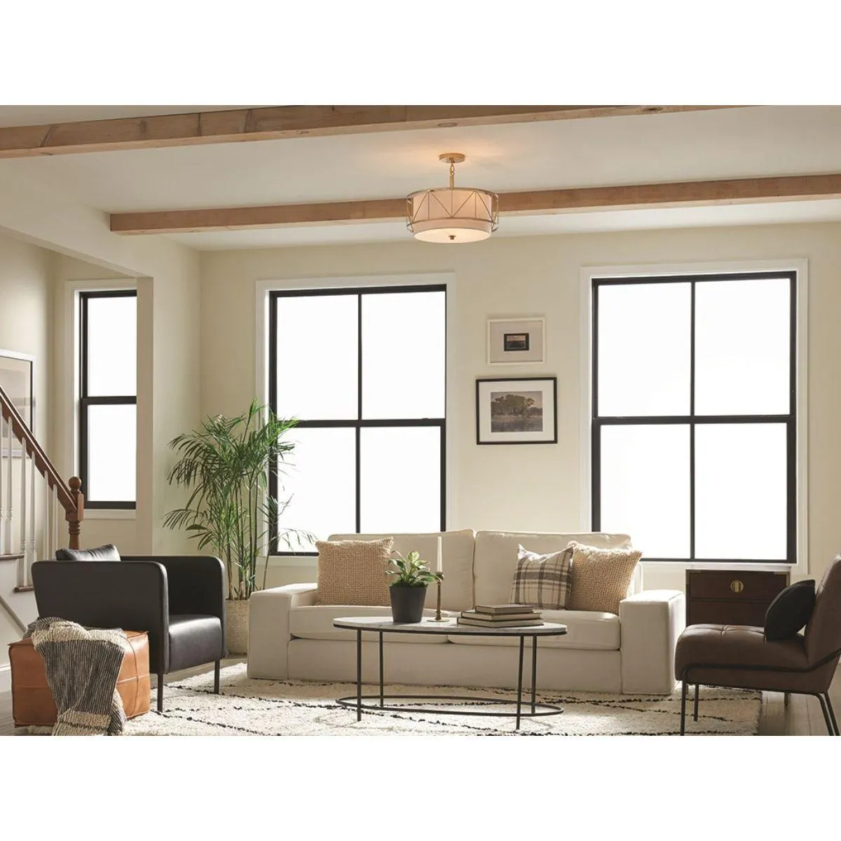 Birkleigh 18 in. 3 Lights Convertible Pendant/Semi Flush Mount Light Gold finish