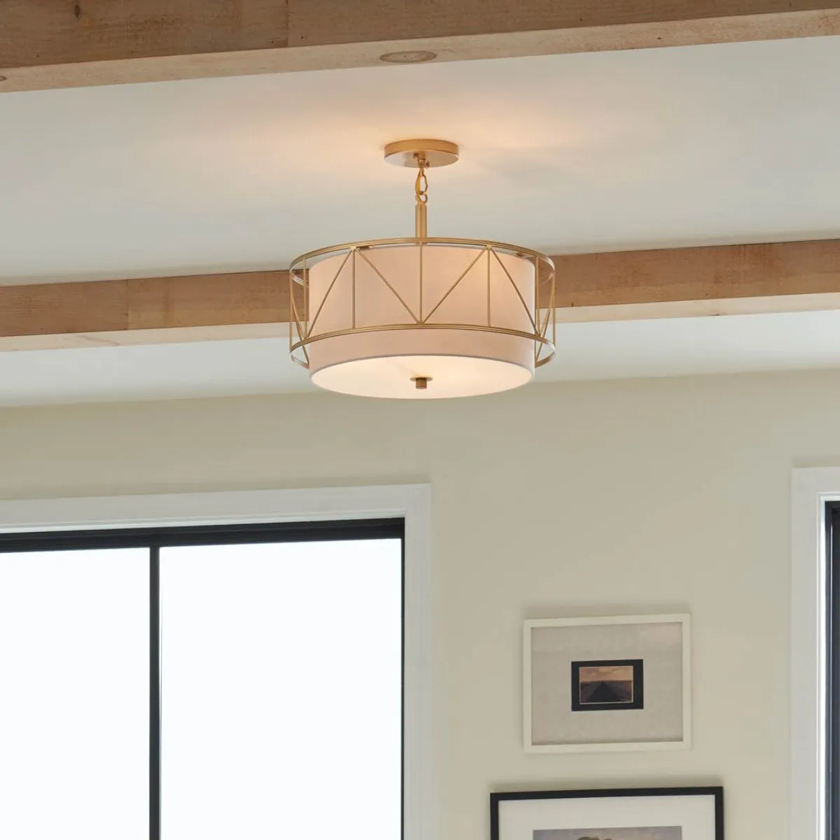 Birkleigh 18 in. 3 Lights Convertible Pendant/Semi Flush Mount Light Gold finish
