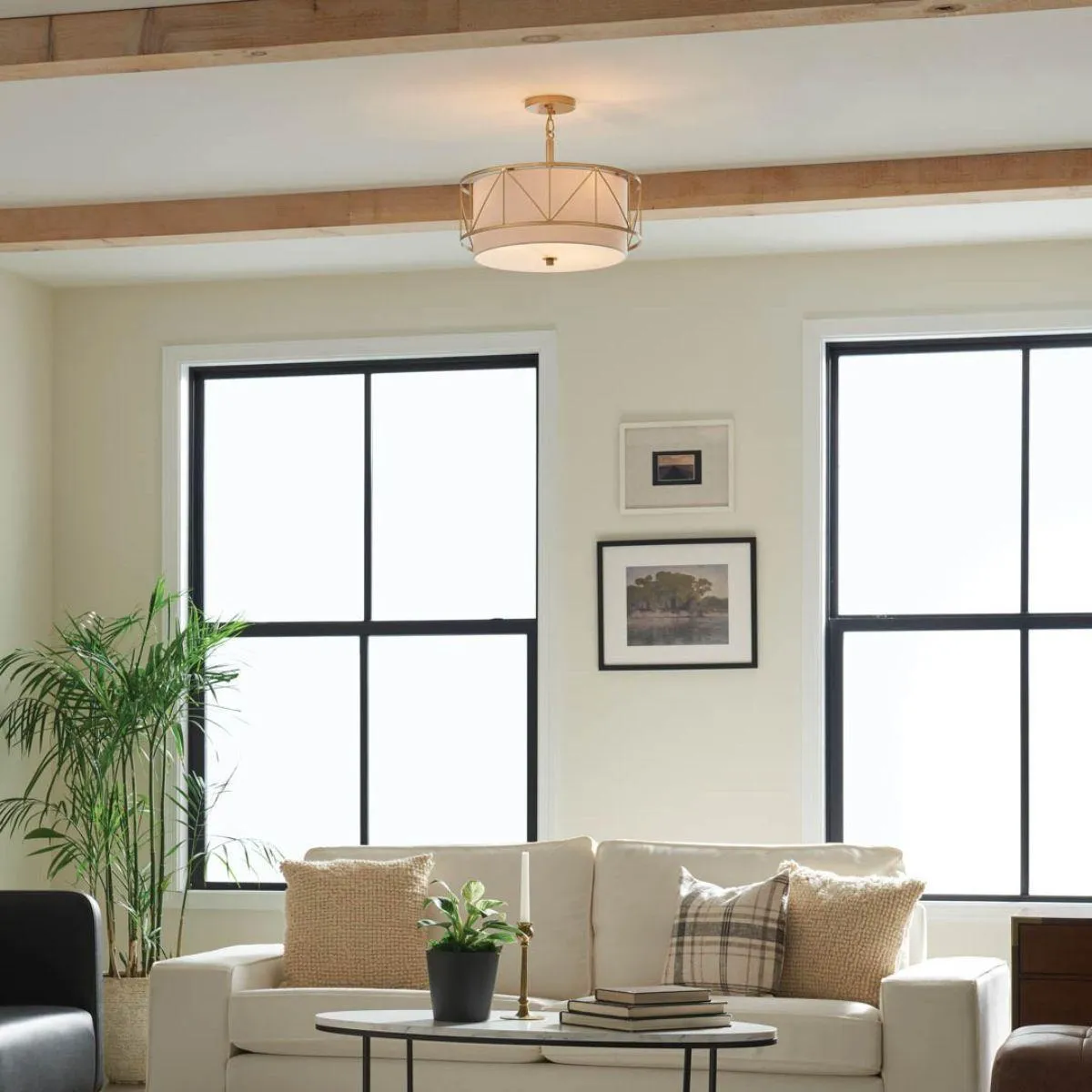 Birkleigh 18 in. 3 Lights Convertible Pendant/Semi Flush Mount Light Gold finish
