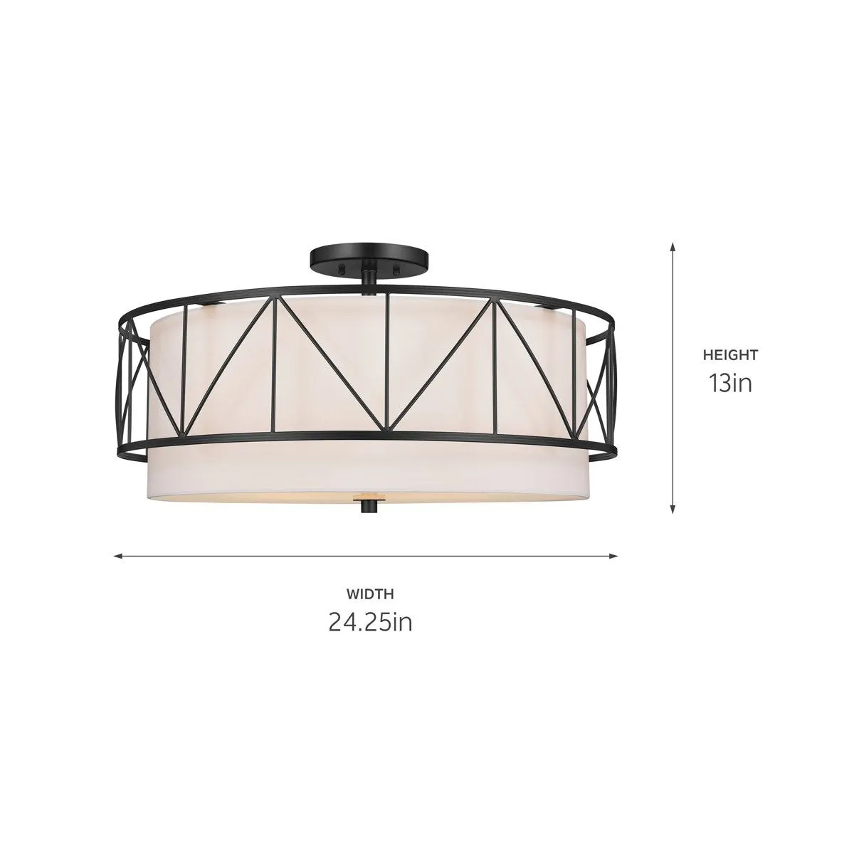 Birkleigh 24 in. Semi flush Mount Light Black finish