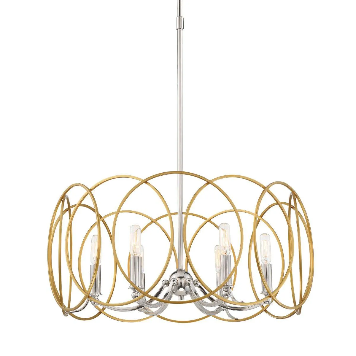 Chassell 25 in. 6 Lights Pendant Light Gold & Polished Nickel Finish