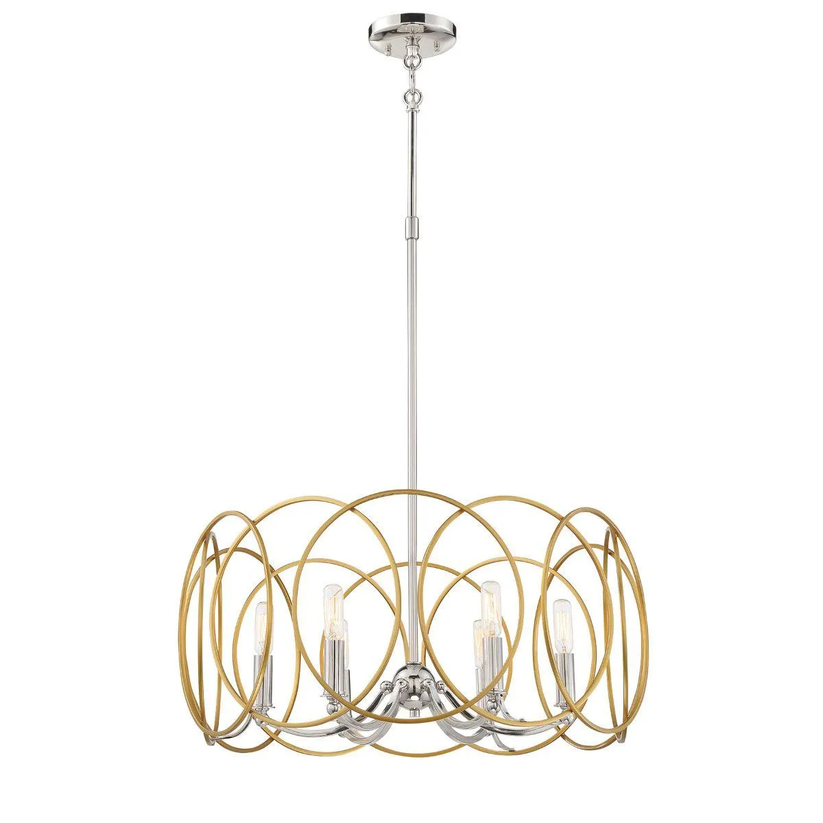 Chassell 25 in. 6 Lights Pendant Light Gold & Polished Nickel Finish