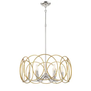 Chassell 25 in. 6 Lights Pendant Light Gold & Polished Nickel Finish