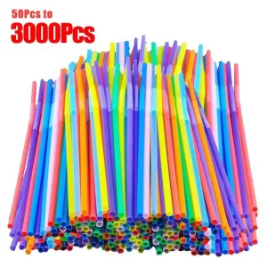Colorful & Black Reusable Party Straws: Eco-Friendly Essential