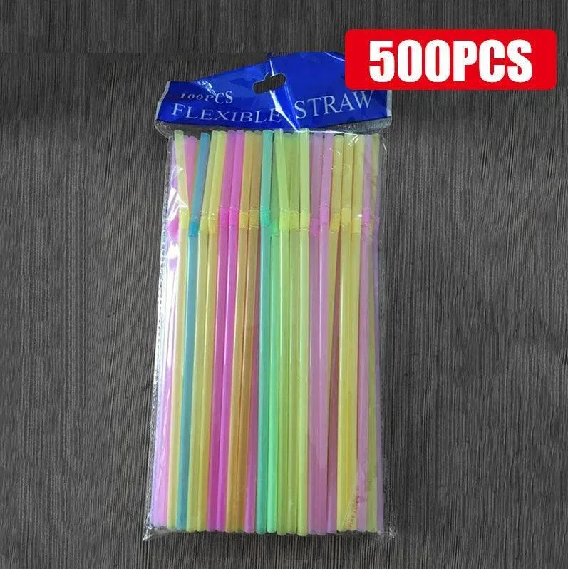 Colorful & Black Reusable Party Straws: Eco-Friendly Essential