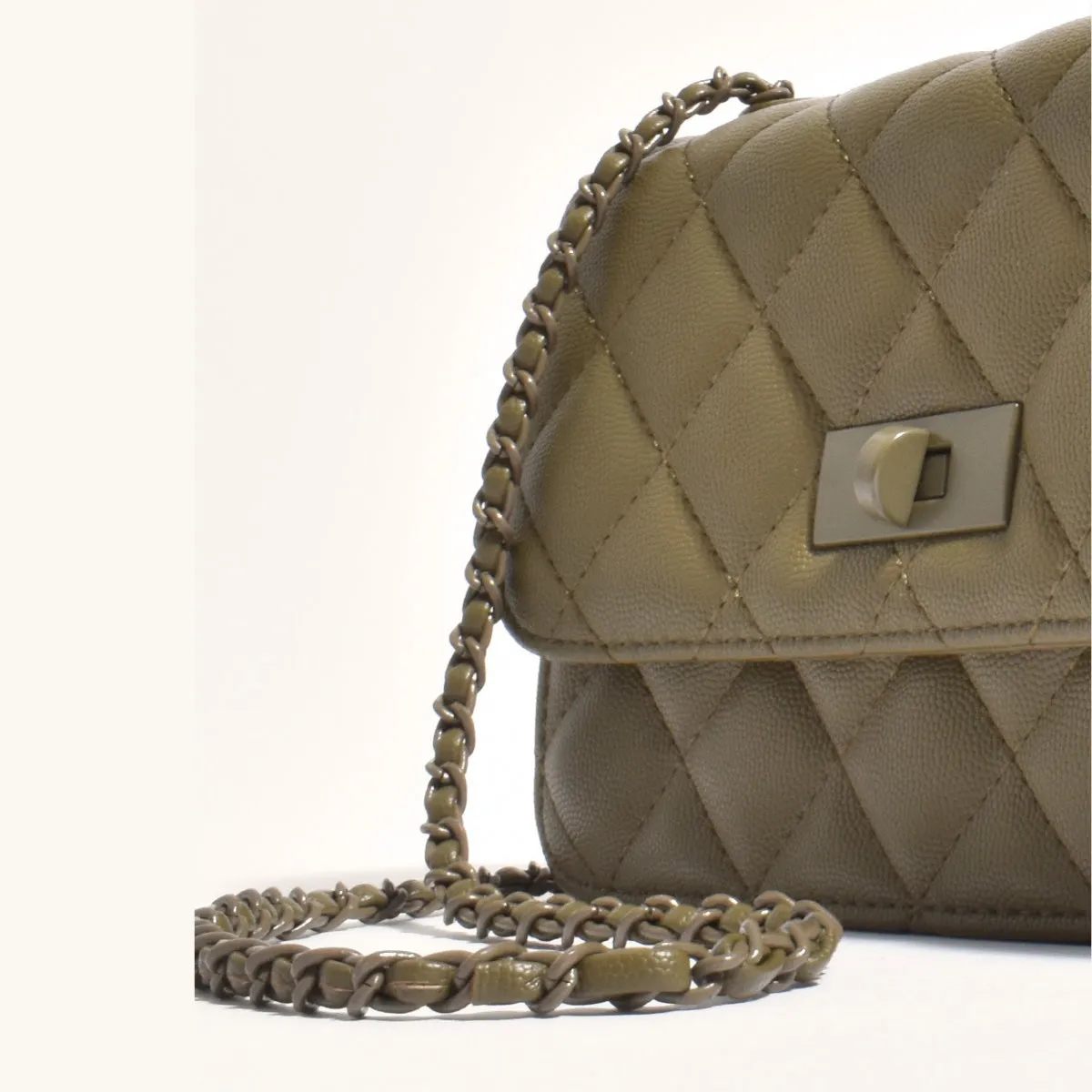Cordelia Quilted Crossbody Bag (Khaki)