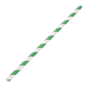 DE928 Fiesta Green Compostable Paper Straws Green Stripes (Pack of 250)