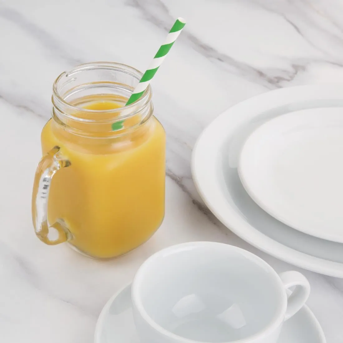 DE928 Fiesta Green Compostable Paper Straws Green Stripes (Pack of 250)