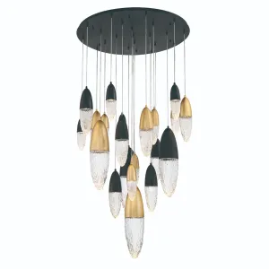Ecrou 40 in. 22 Lights LED Chandelier Matte Black & Gold Finish