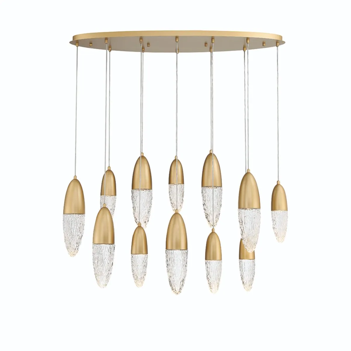Ecrou 44 in. 12 Lights LED Chandelier Gold Finish