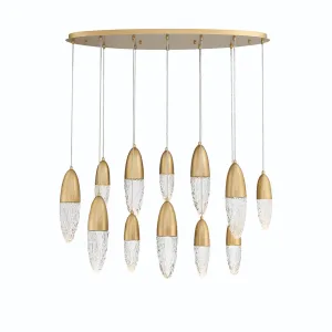 Ecrou 44 in. 12 Lights LED Chandelier Gold Finish