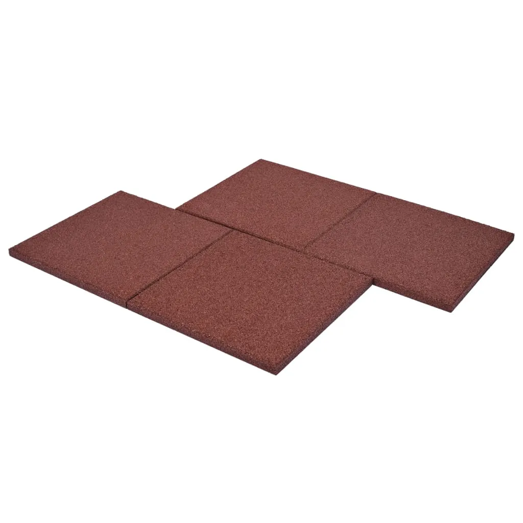 Fall Protection Tiles 12 pcs Rubber 50x50x3 cm Red