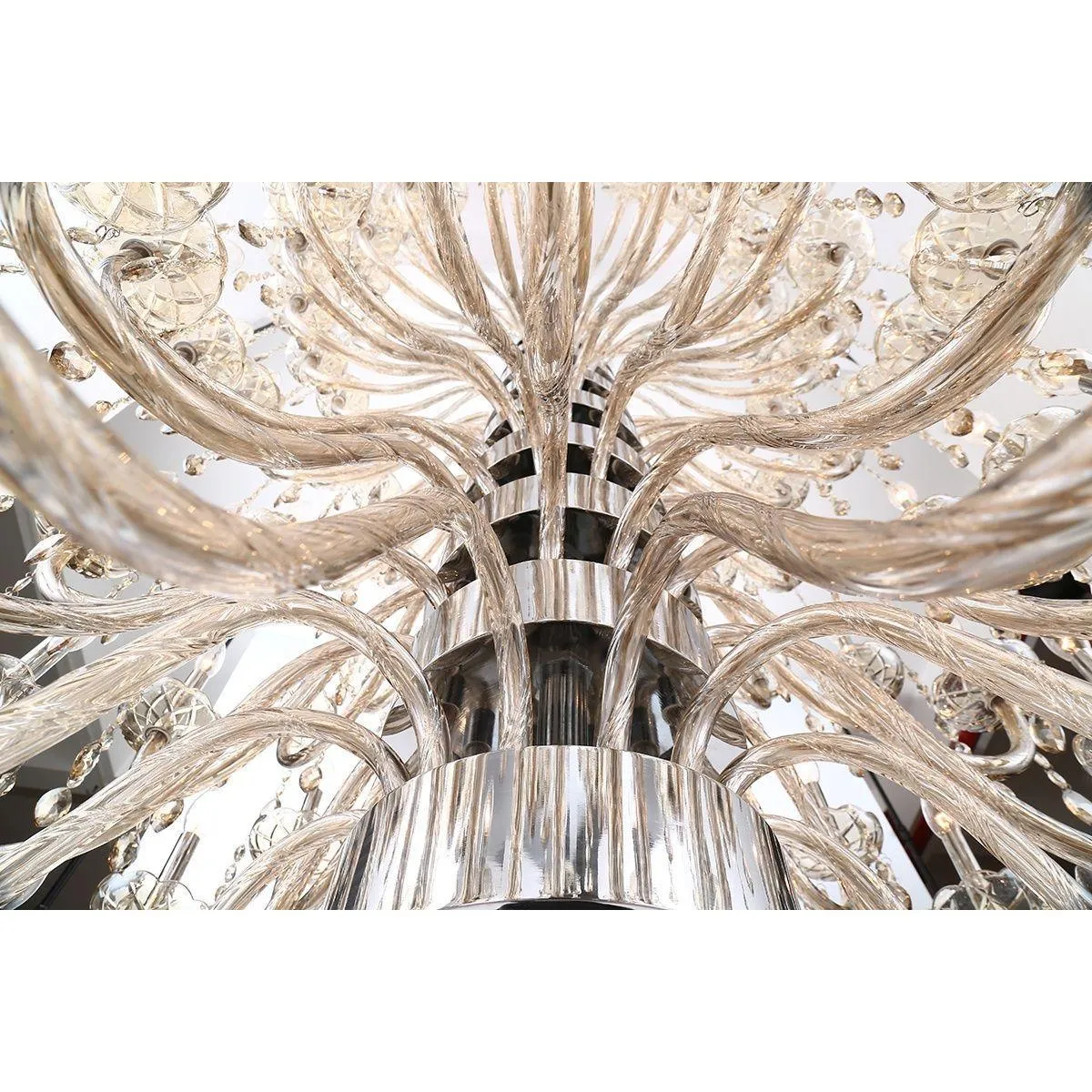 Ferrero 42 in. 108 Lights Chandelier Chrome Finish Cognac Shade