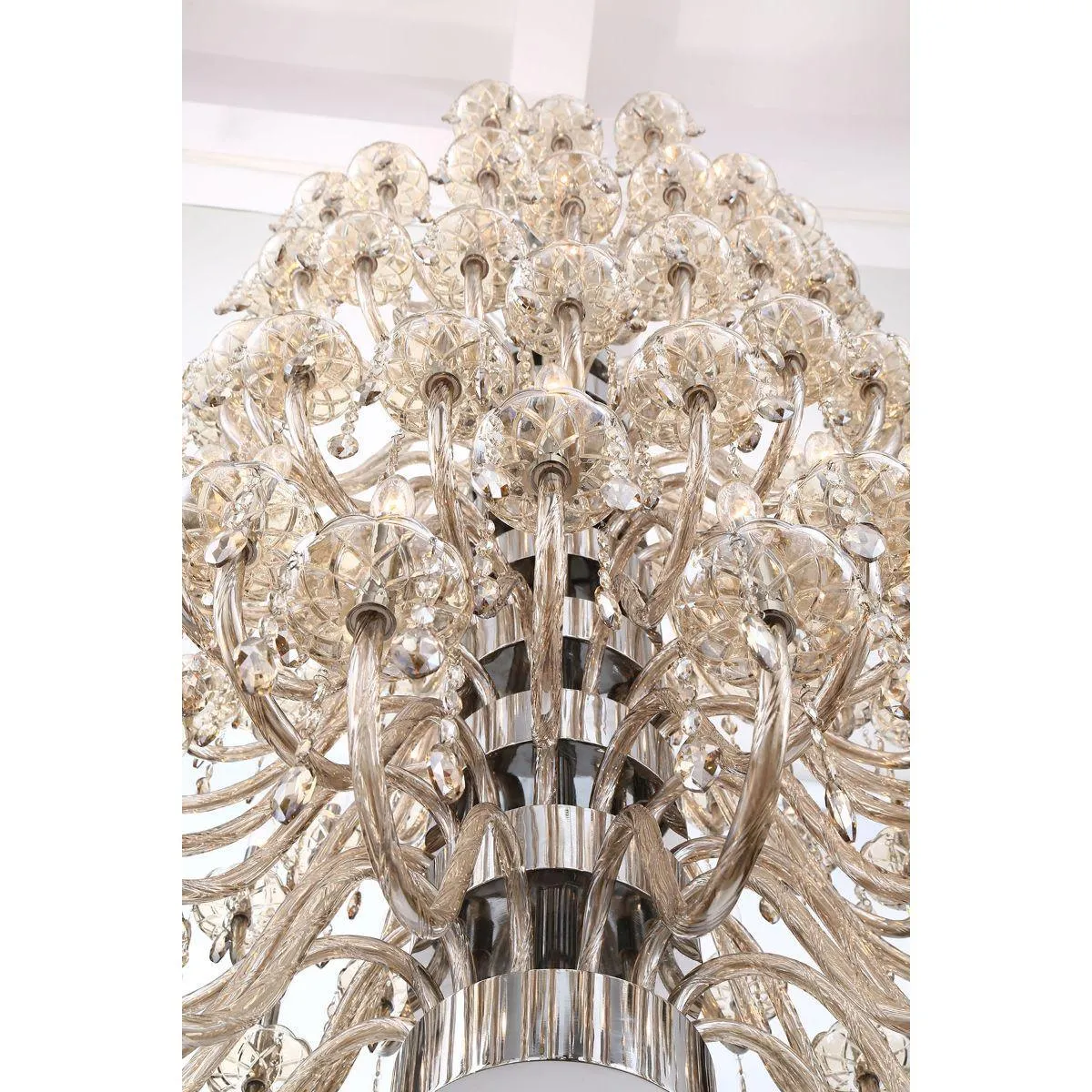 Ferrero 42 in. 108 Lights Chandelier Chrome Finish Cognac Shade