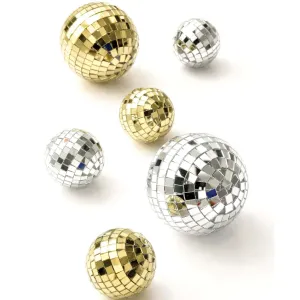 Gold and Silver Plastic Disco Ball Set, 6 Count