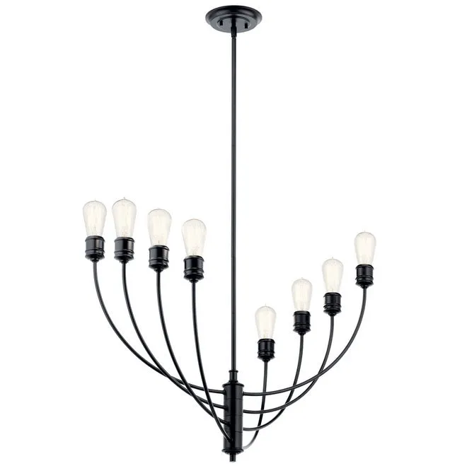 Hatton 30 In. 8 Lights Chandelier Black Finish