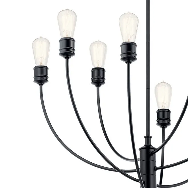 Hatton 30 In. 8 Lights Chandelier Black Finish