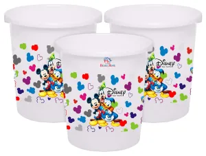 Heart Home Disney Team Mickey Print Plastic 3 Pieces Dustbin/Garbage Bin/Waste Bin, 5 Liters (White) -HS_35_HEARTHS17344