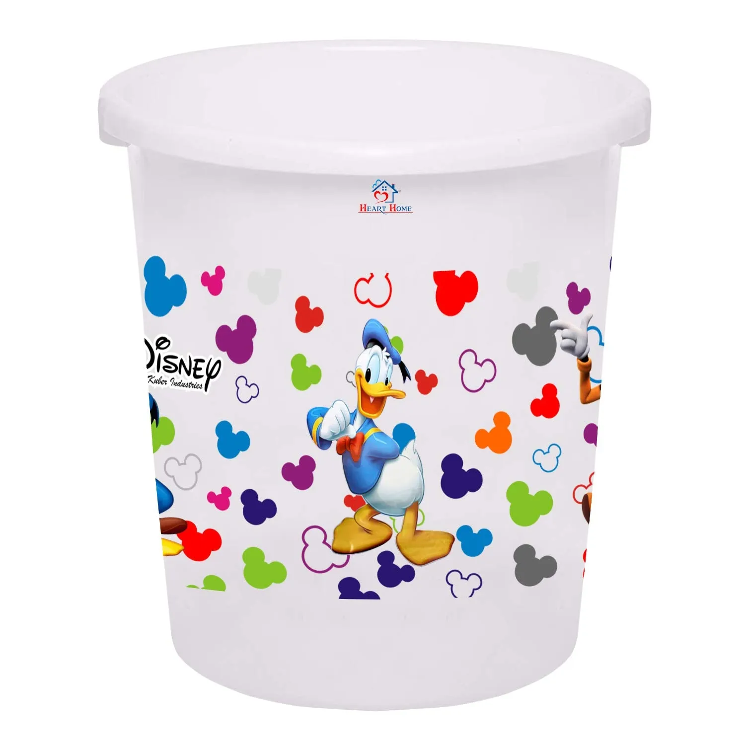 Heart Home Disney Team Mickey Print Plastic 3 Pieces Dustbin/Garbage Bin/Waste Bin, 5 Liters (White) -HS_35_HEARTHS17344