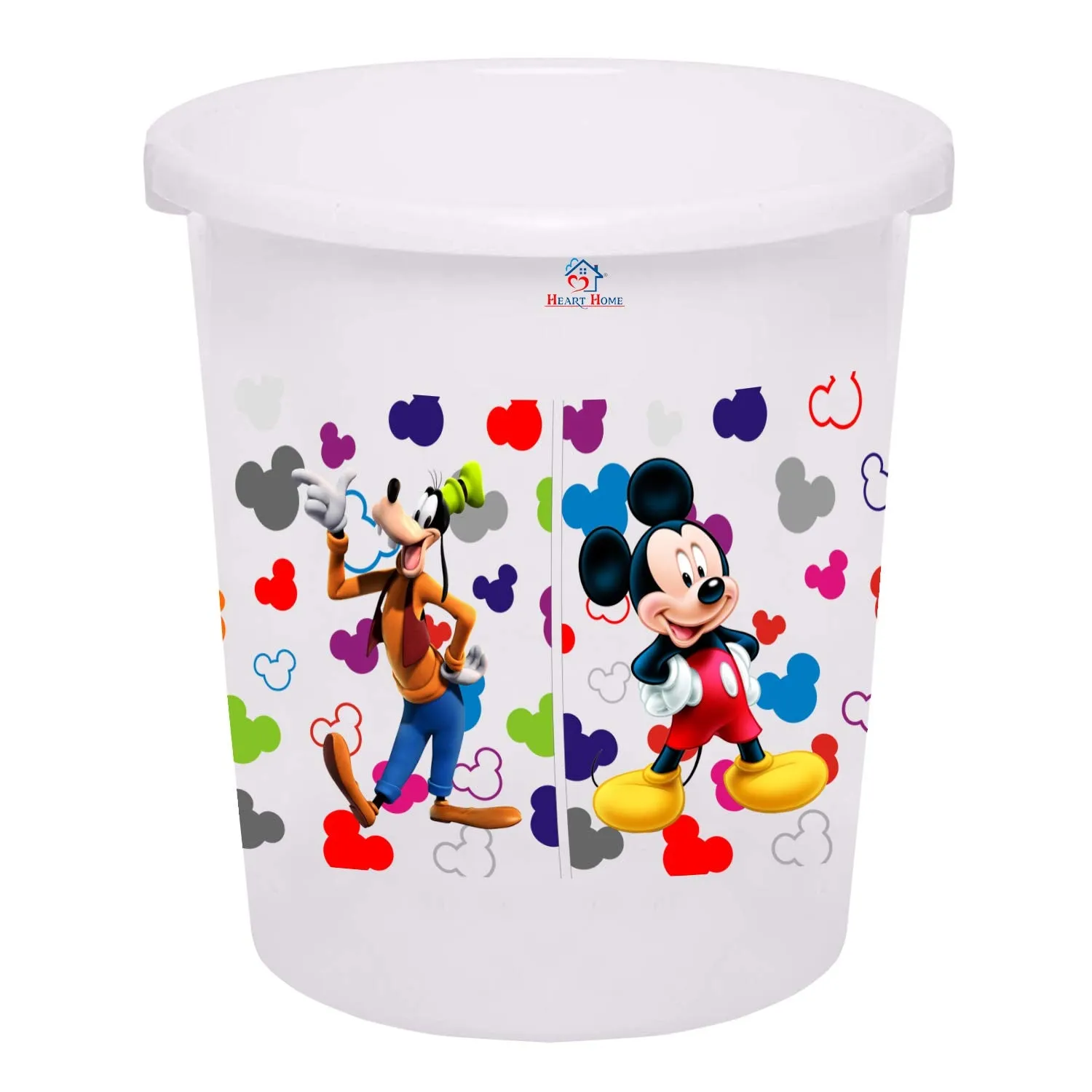 Heart Home Disney Team Mickey Print Plastic 3 Pieces Dustbin/Garbage Bin/Waste Bin, 5 Liters (White) -HS_35_HEARTHS17344