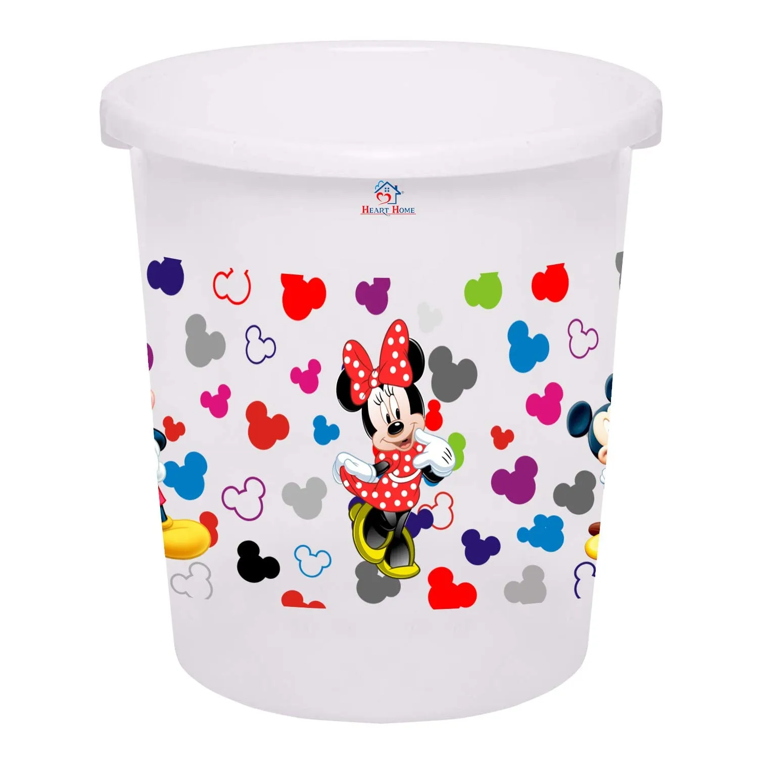 Heart Home Disney Team Mickey Print Plastic 3 Pieces Dustbin/Garbage Bin/Waste Bin, 5 Liters (White) -HS_35_HEARTHS17344