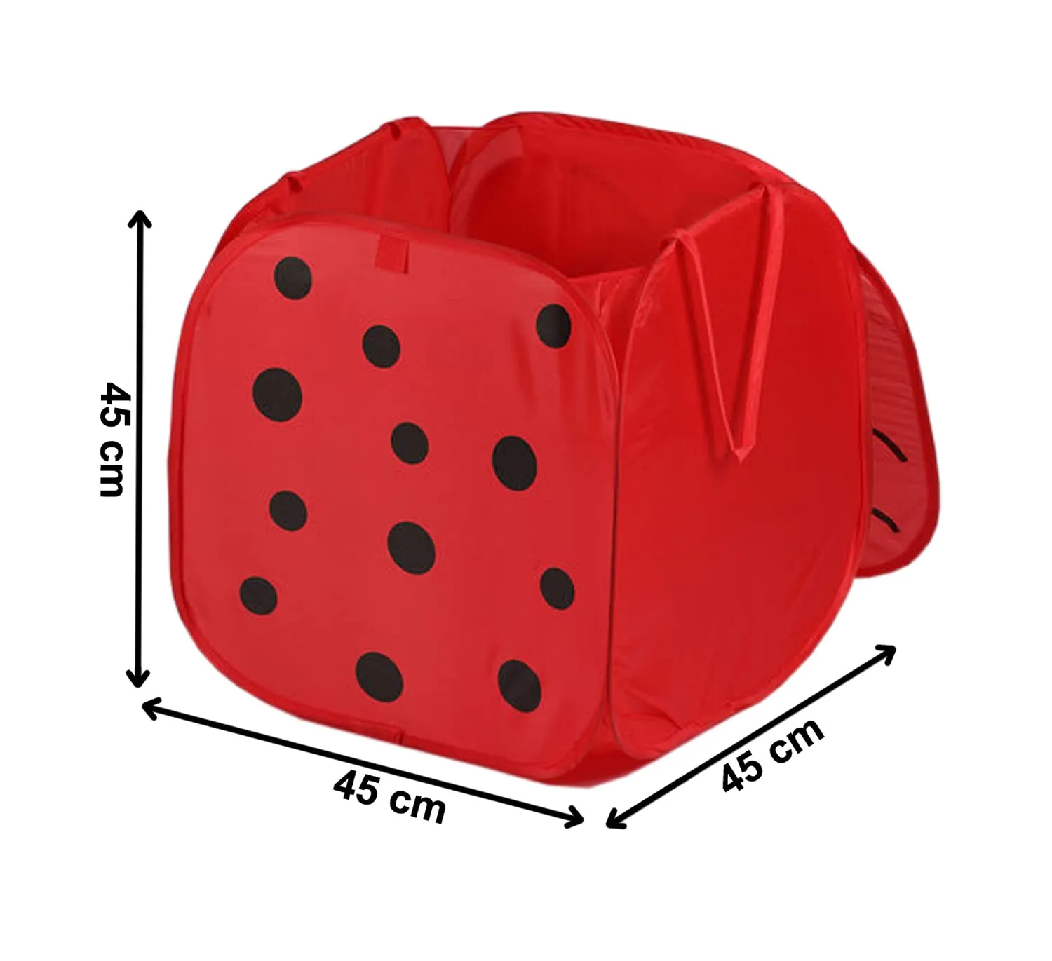 Heart Home Foldable Polyster Laundry Basket, Toy Storage Basket, Cloth Storage Basket With Lid & Handles (Red)-HS_38_HEARTH21173, Pack of 1