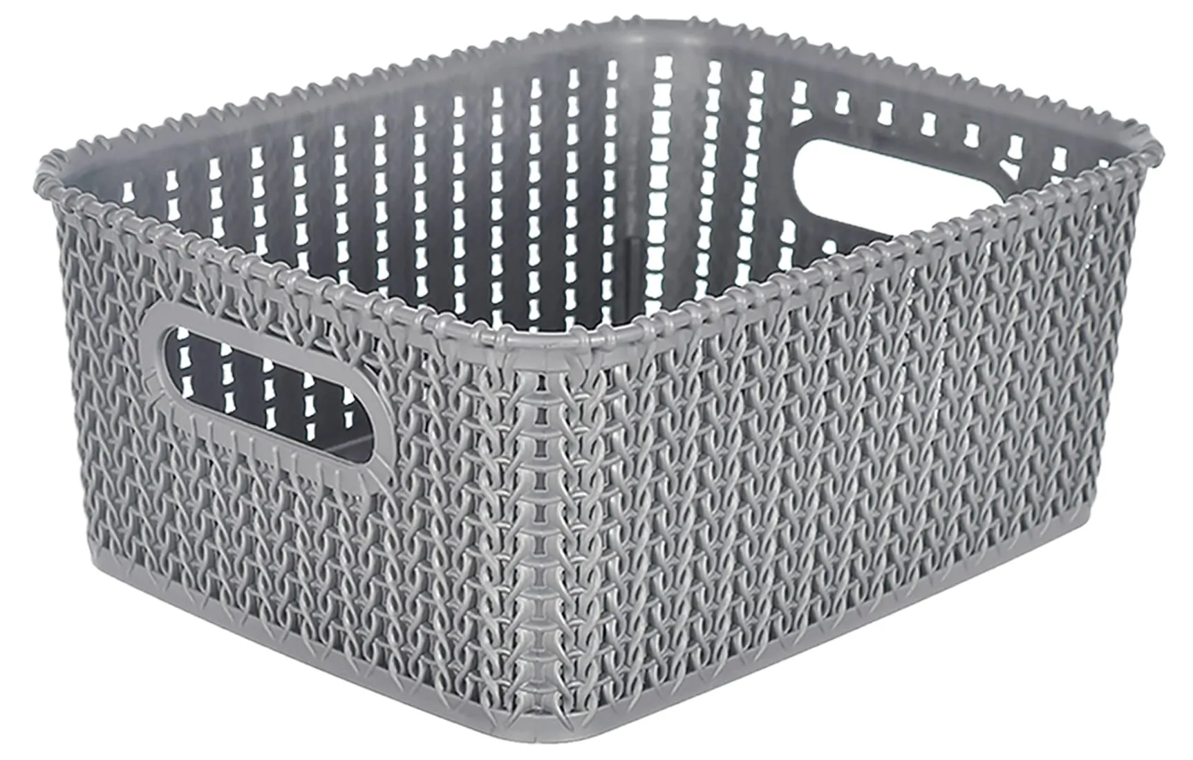Heart Home Multipurposes Large & Small Size M 20-15 Plastic Basket, Organizer For Kitchen, Countertops, Cabinets, Bathroom Without Lids- Set of 2 (Grey) -46HH0138