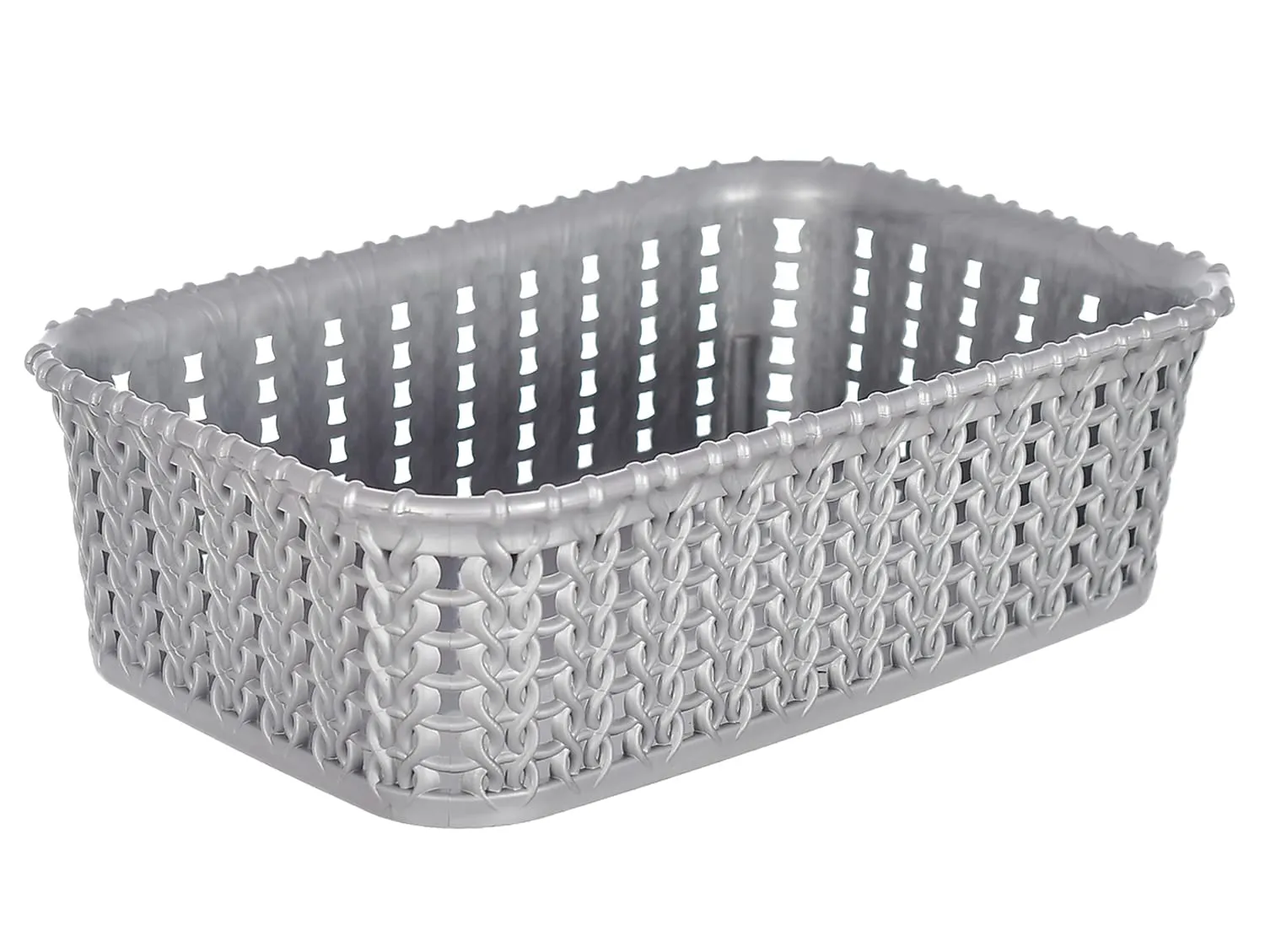 Heart Home Multipurposes Small M 15 Plastic Basket, Organizer for Kitchen, Countertops, Cabinets, Bathrooms Without Lid- Pack of 2 (Grey) -46KHH0120, Standard