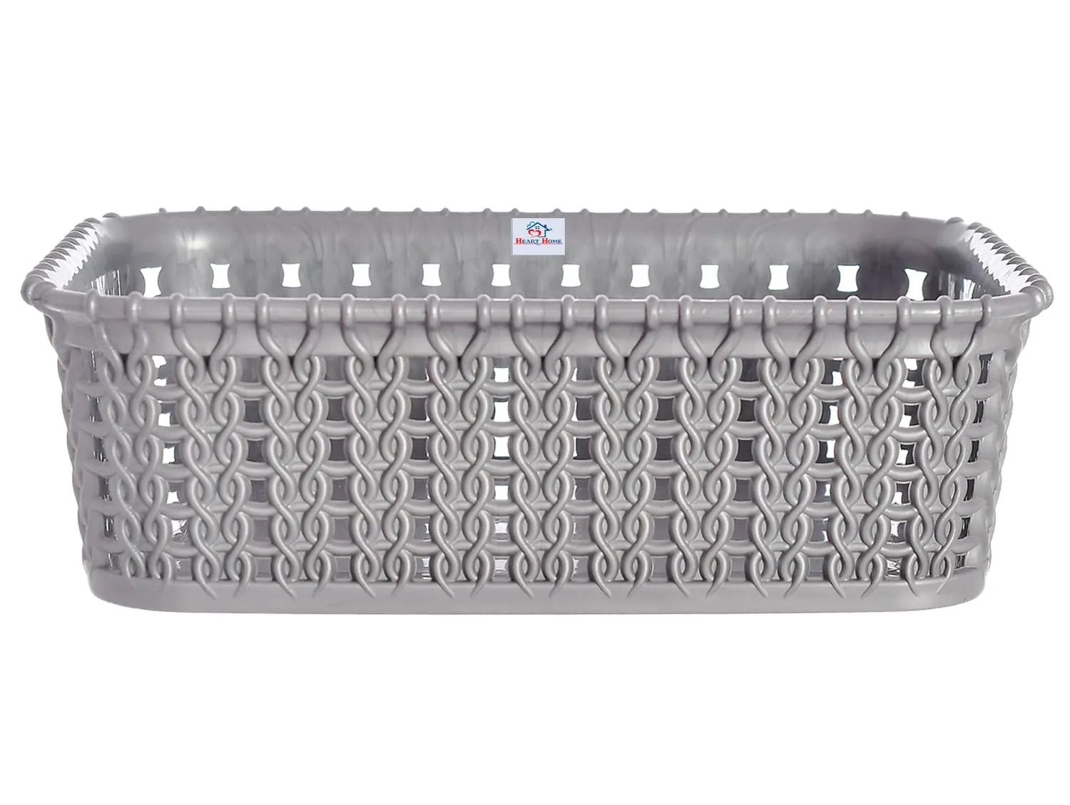 Heart Home Multipurposes Small M 15 Plastic Basket, Organizer for Kitchen, Countertops, Cabinets, Bathrooms Without Lid- Pack of 2 (Grey) -46KHH0120, Standard
