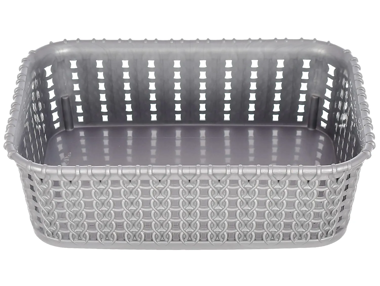 Heart Home Multipurposes Small M 15 Plastic Basket, Organizer for Kitchen, Countertops, Cabinets, Bathrooms Without Lid- Pack of 2 (Grey) -46KHH0120, Standard