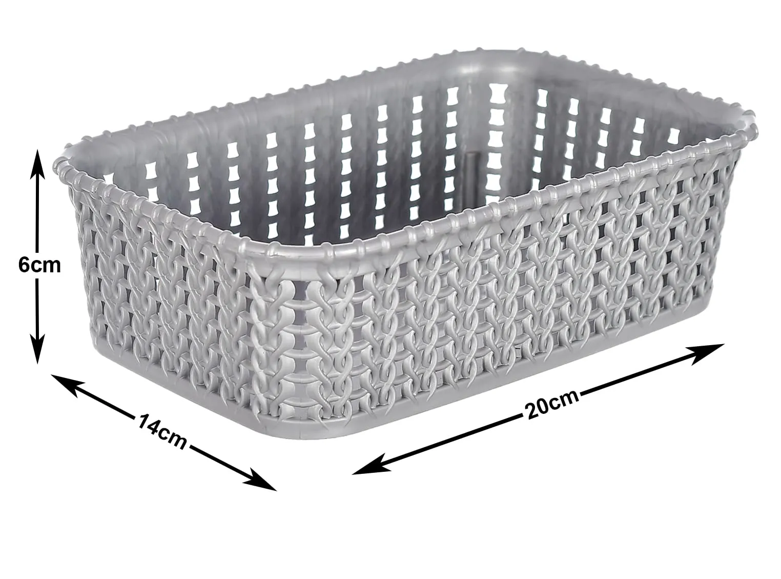 Heart Home Multipurposes Small M 15 Plastic Basket, Organizer for Kitchen, Countertops, Cabinets, Bathrooms Without Lid- Pack of 2 (Grey) -46KHH0120, Standard