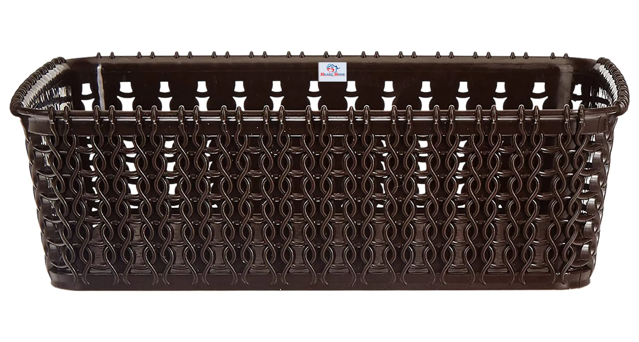 Heart Home Multipurposes Small M 15 Plastic Basket, Organizer for Kitchen, Countertops, Cabinets, Bathrooms Without Lid- Pack of 2 (Grey & Brown) -46KHH0126,Standard