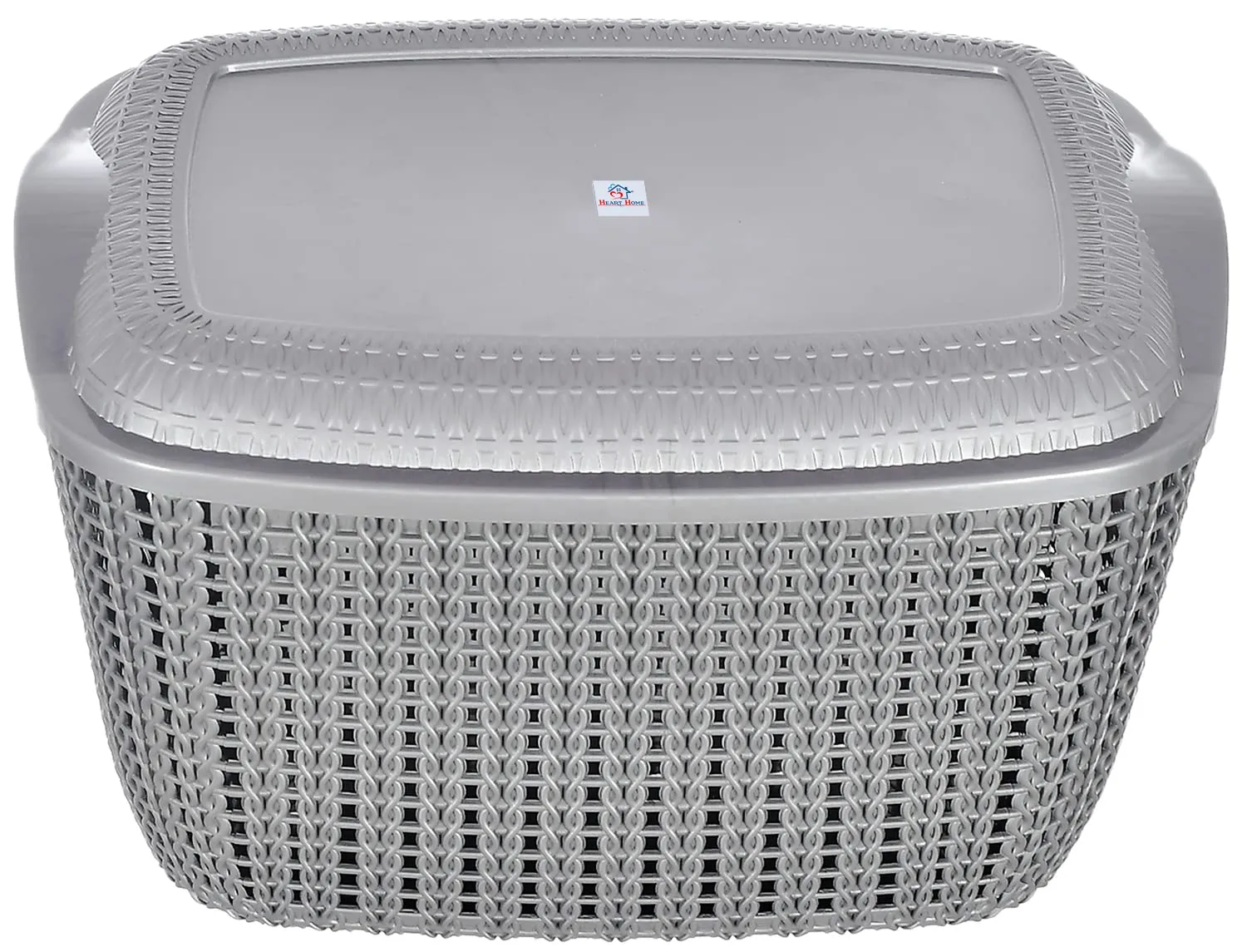 Heart Home Multipurposes Small M 25 Plastic Basket, Organizer For Kitchen, Countertops, Cabinets, Bathroom With Lids- Pack of 4 (Grey) -46HH034