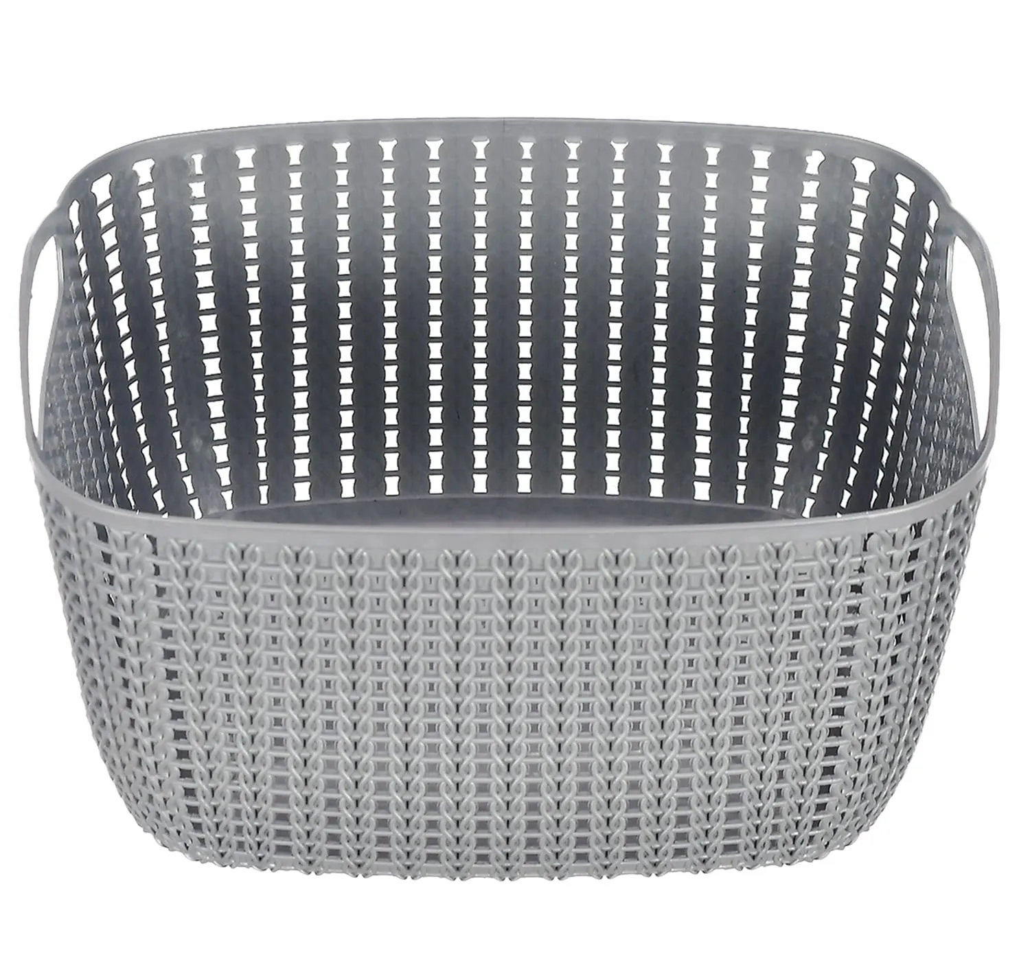Heart Home Multipurposes Small M 25 Plastic Basket, Organizer For Kitchen, Countertops, Cabinets, Bathroom With Lids- Pack of 4 (Grey) -46HH034