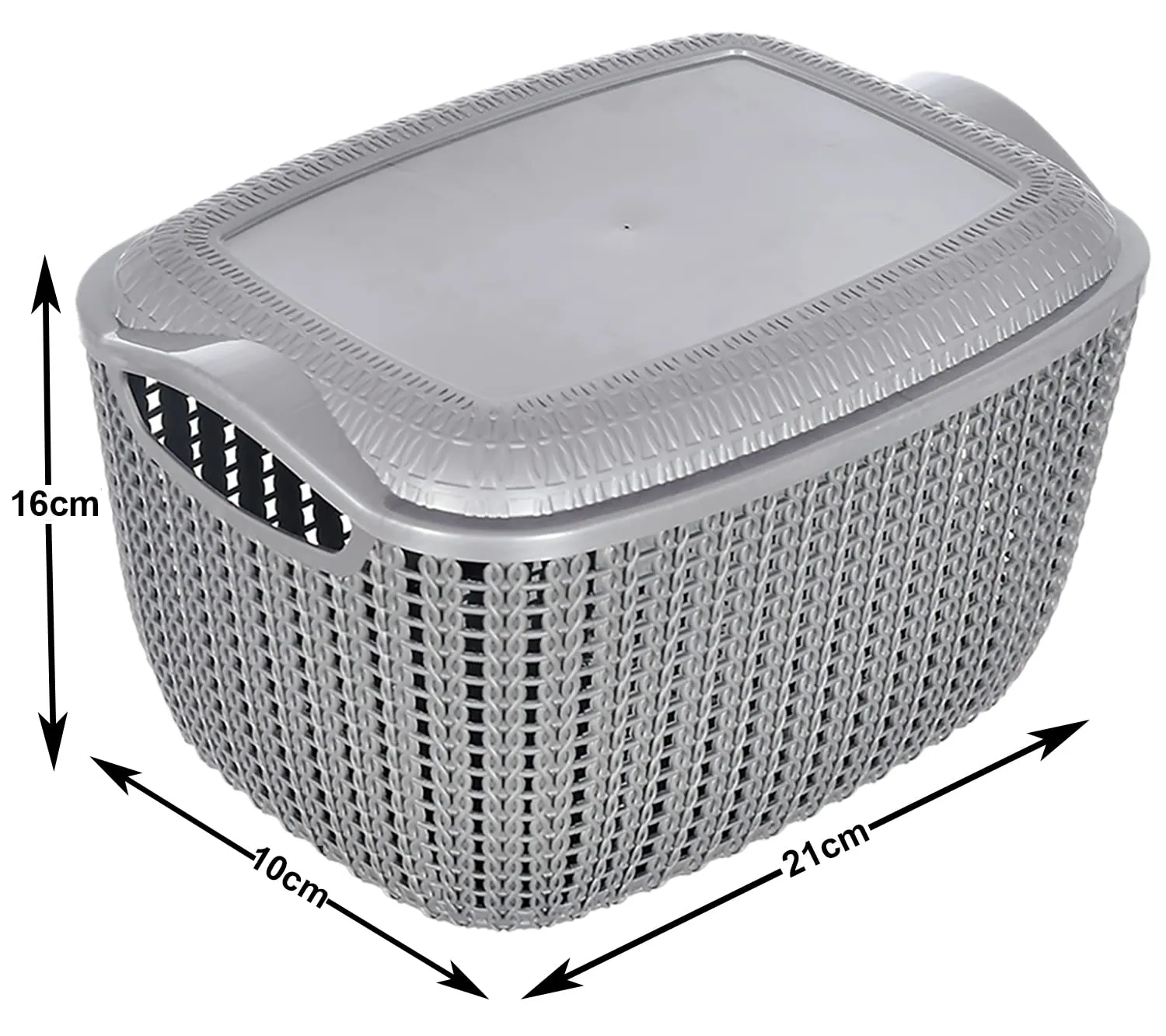 Heart Home Multipurposes Small M 25 Plastic Basket, Organizer For Kitchen, Countertops, Cabinets, Bathroom With Lids- Pack of 4 (Grey) -46HH034