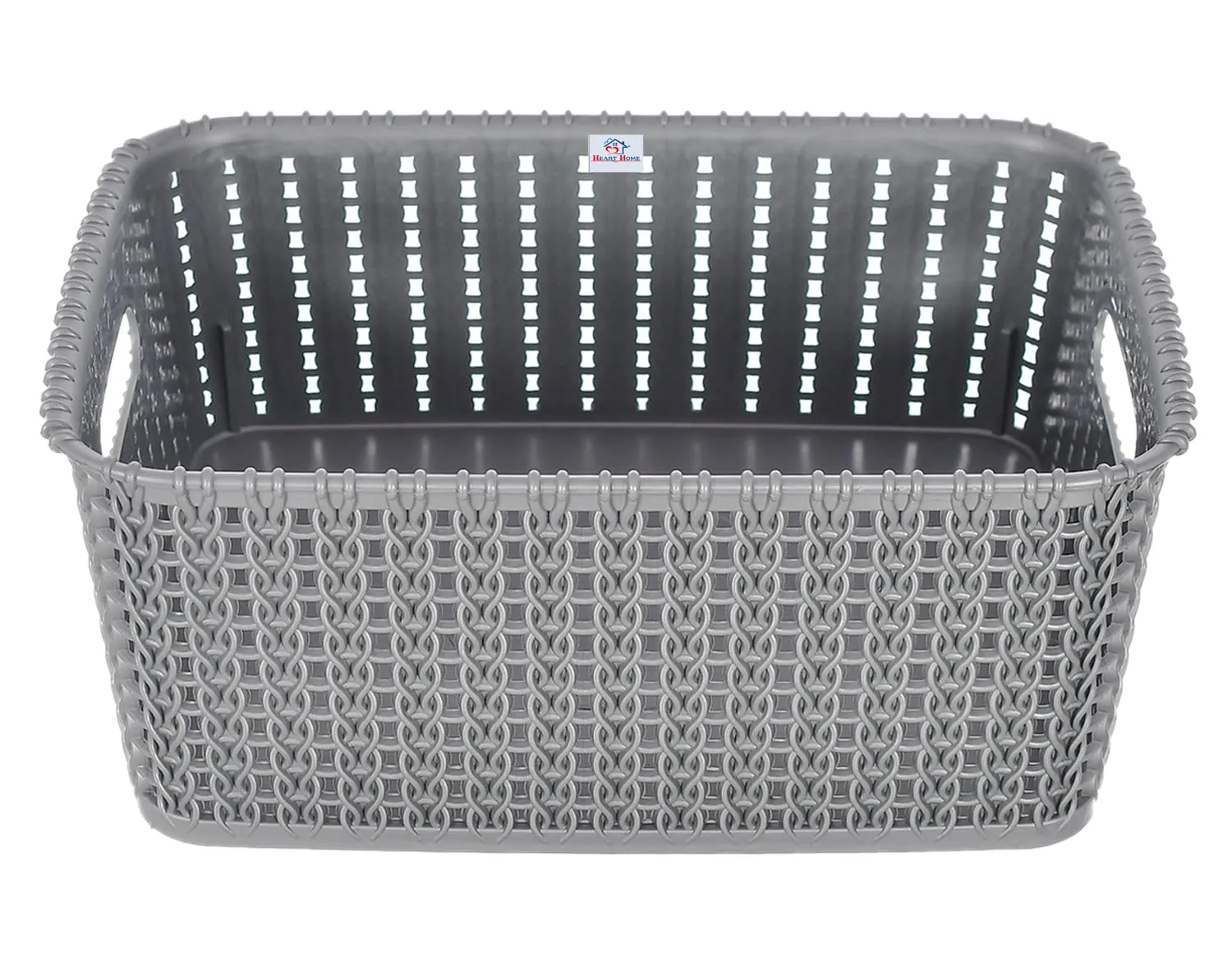 Heart Home Multiuses Large M 20 Plastic Basket/Organizer with Lid (Grey) -46KHH069, Standard